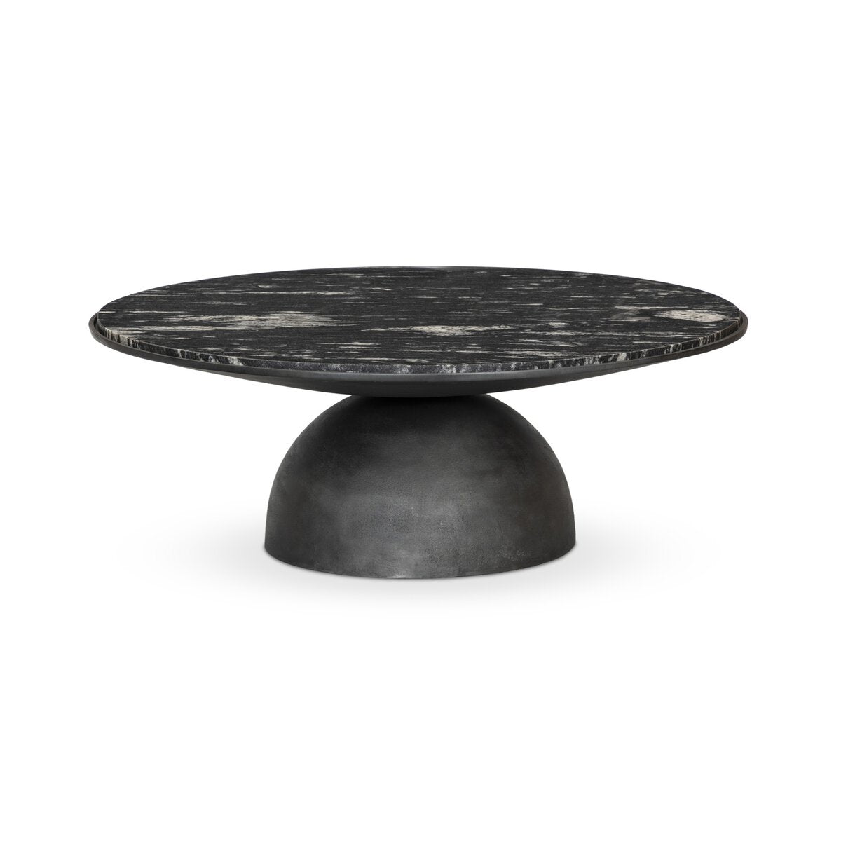 Round Marble Coffee Table with Semi Sphere Base