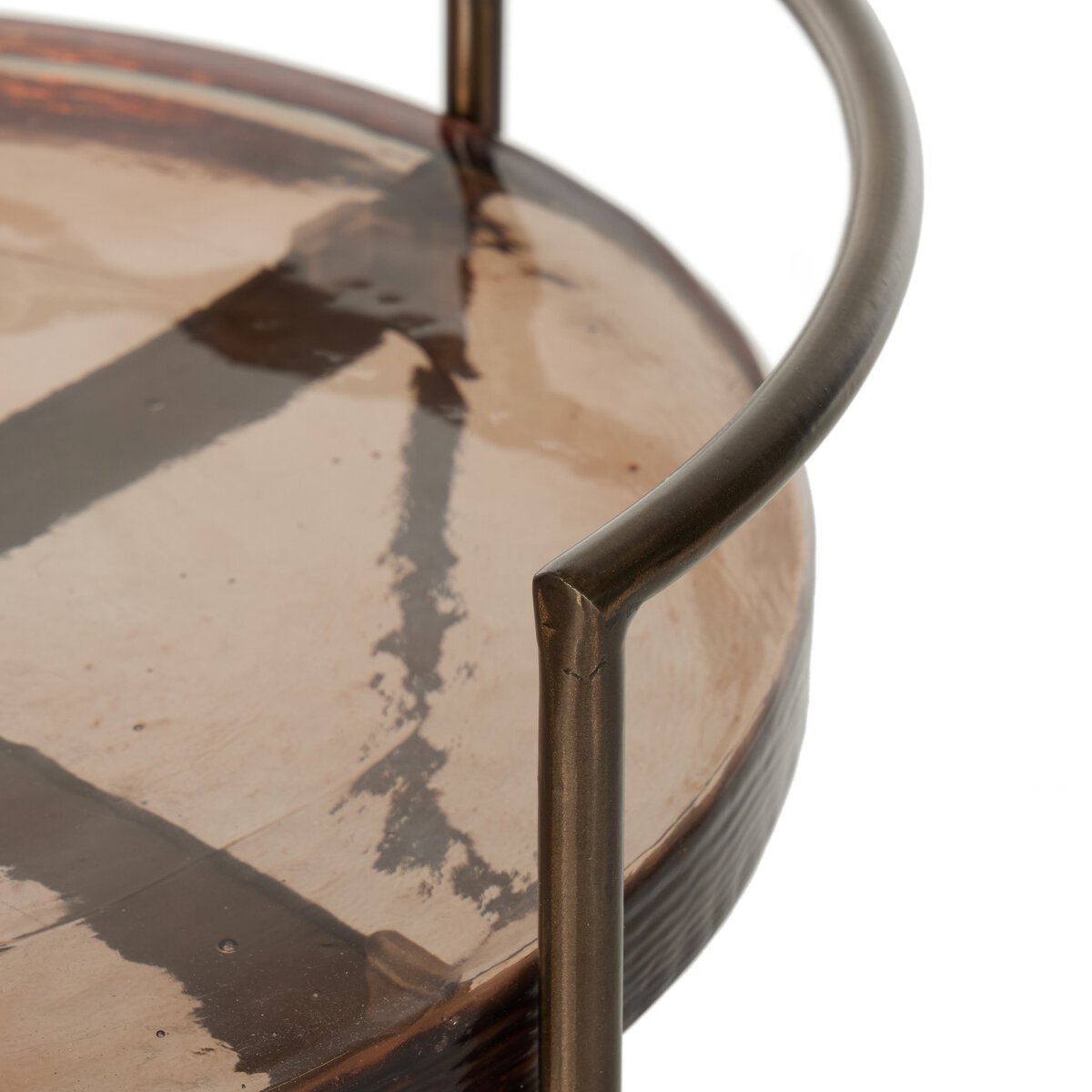Round Cast Glass and Iron Bar Cart