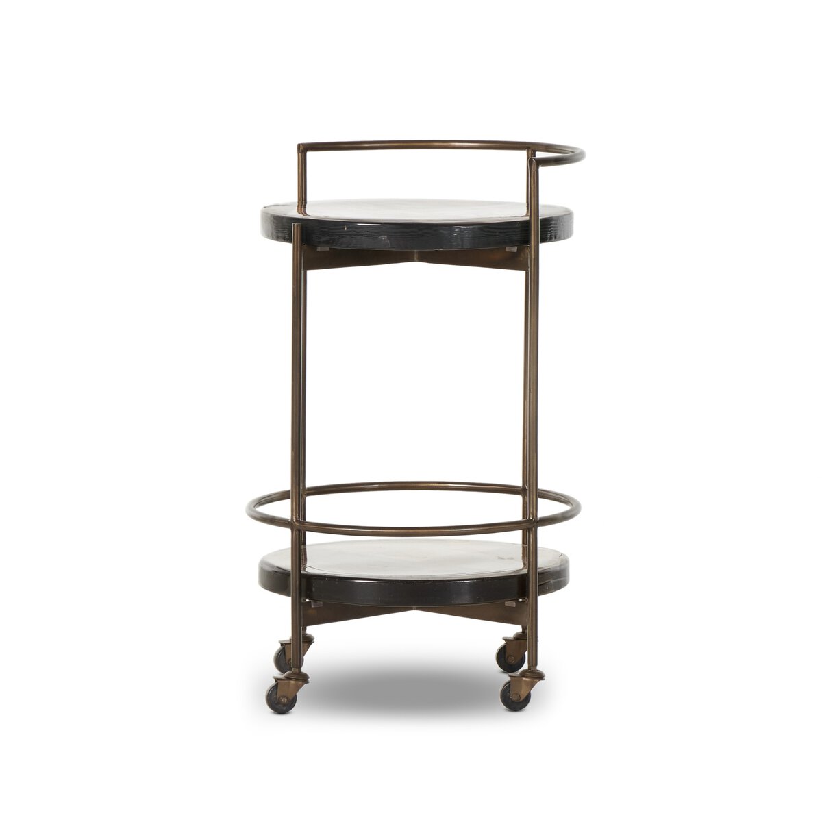 Round Cast Glass and Iron Bar Cart