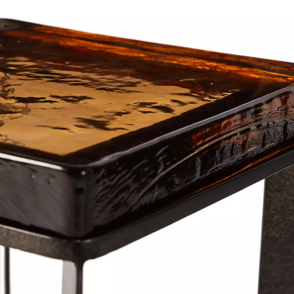 Amber Cast Glass End Table