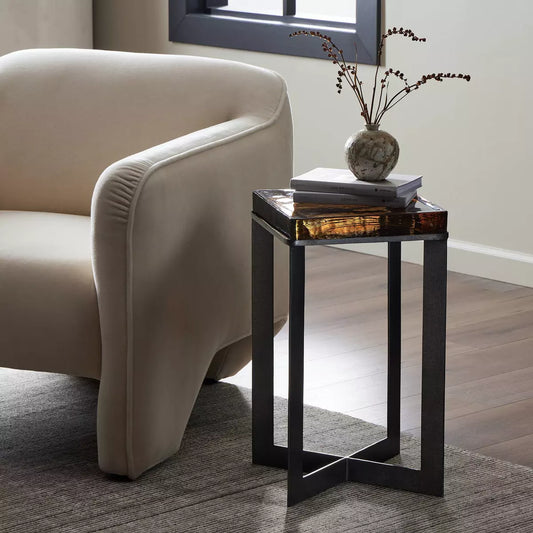 Amber Cast Glass End Table