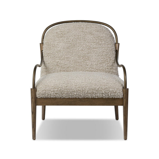 Ash and Iron Frame Boucle Accent Chair