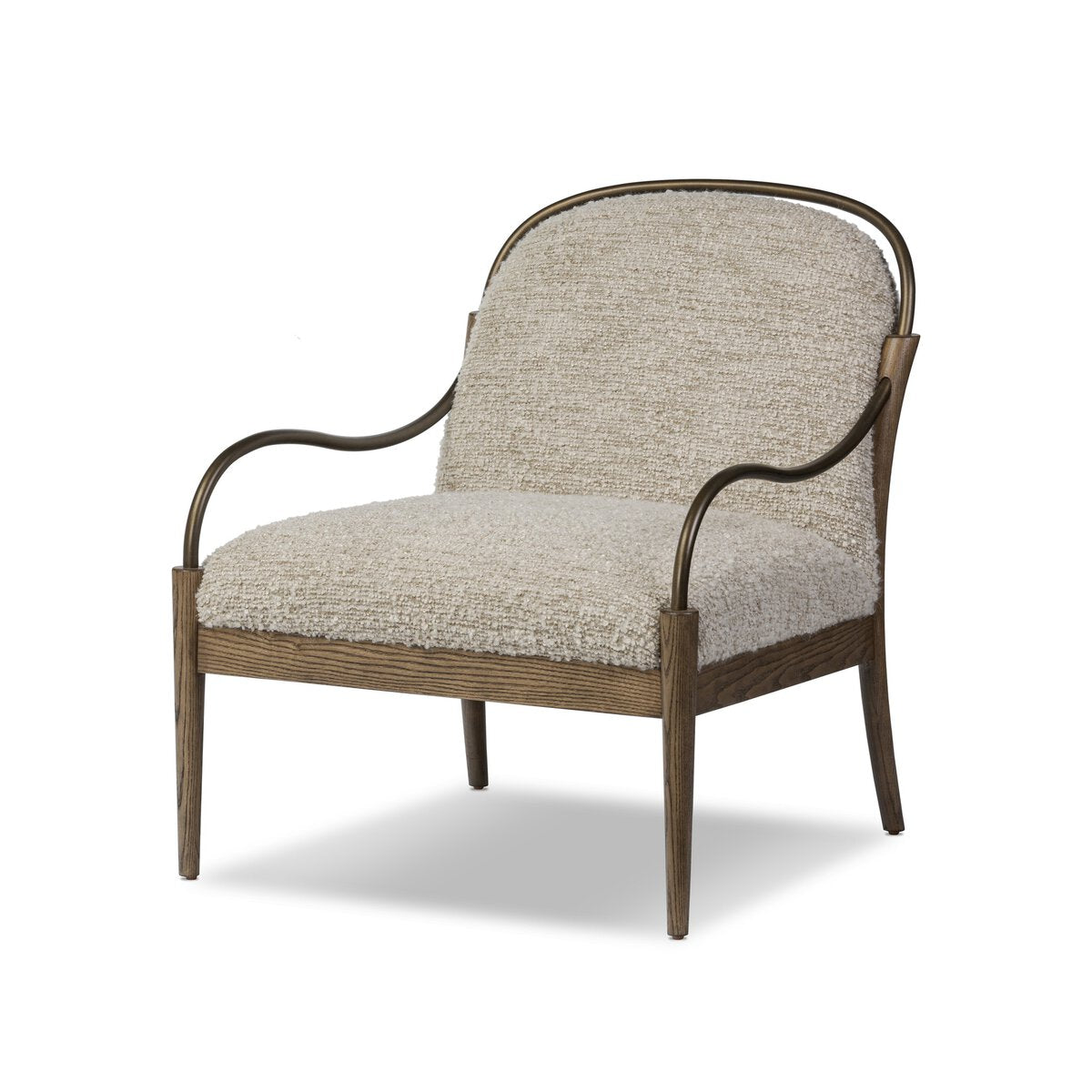 Ash and Iron Frame Boucle Accent Chair