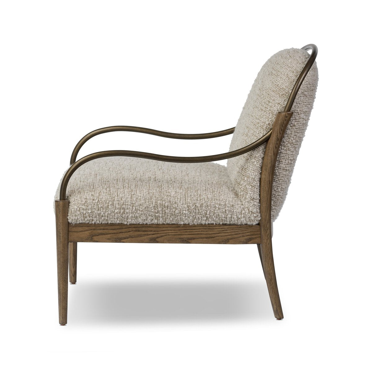 Ash and Iron Frame Boucle Accent Chair
