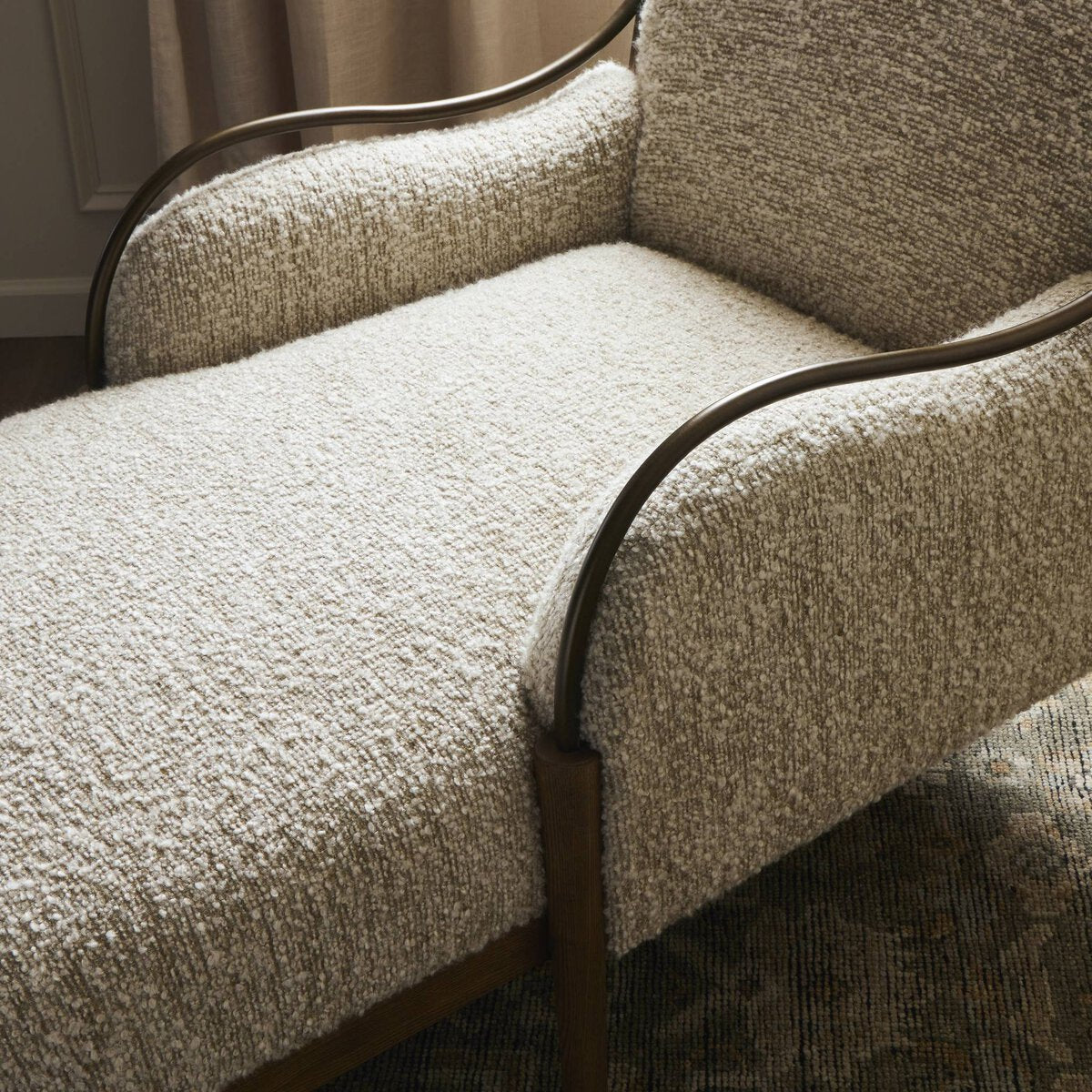 Ash and Iron Frame Boucle Chaise