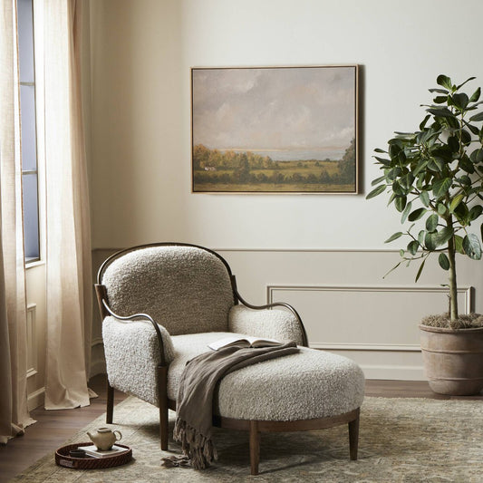 Ash and Iron Frame Boucle Chaise