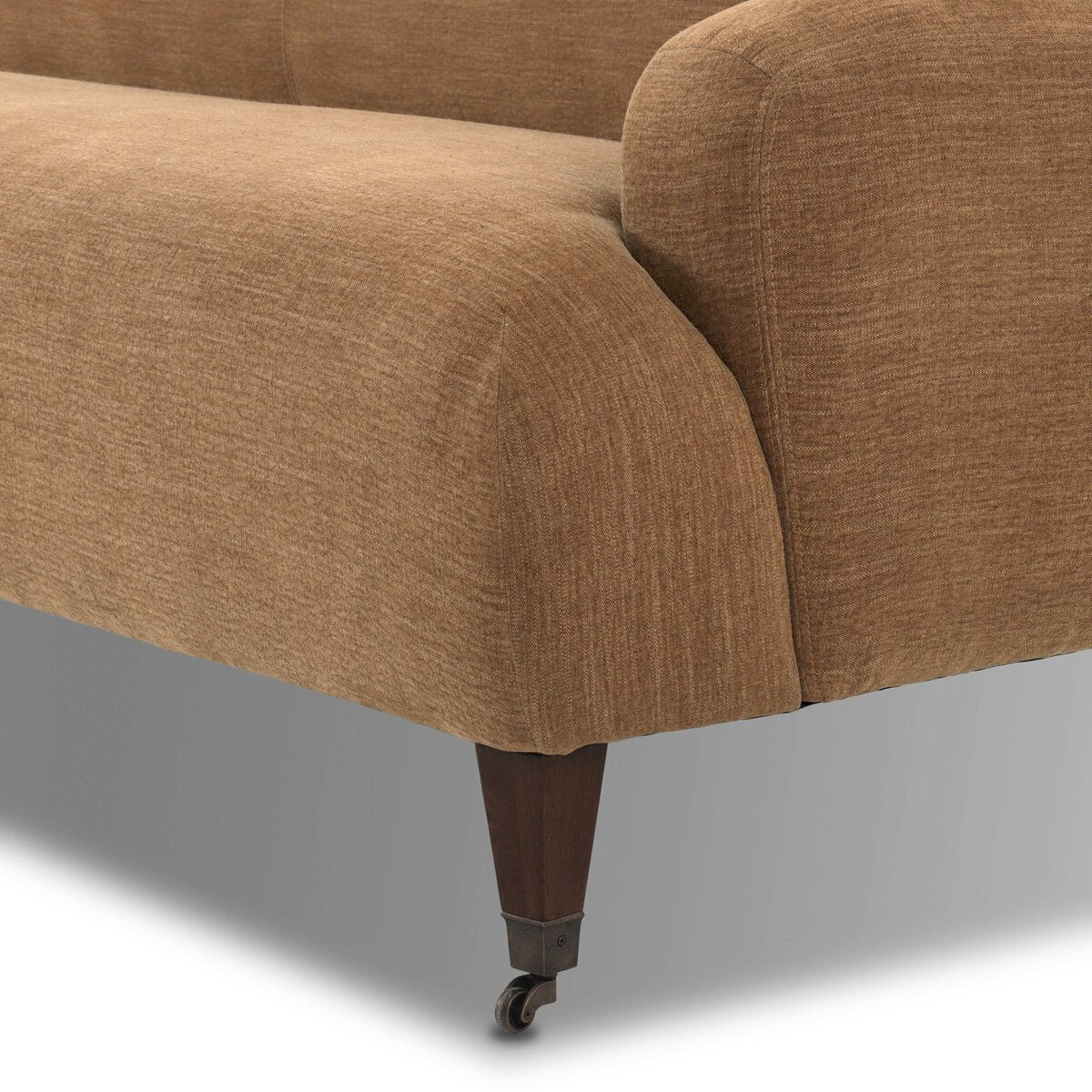 Chenille Sofa with Brass Casters