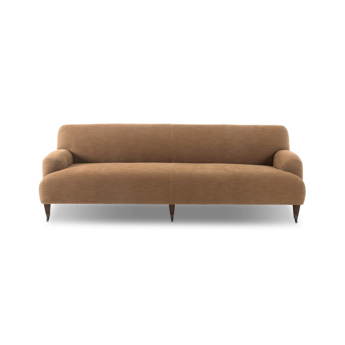 Chenille Sofa with Brass Casters
