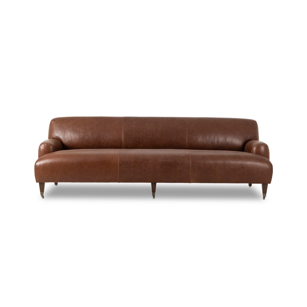 Chenille Sofa with Brass Casters