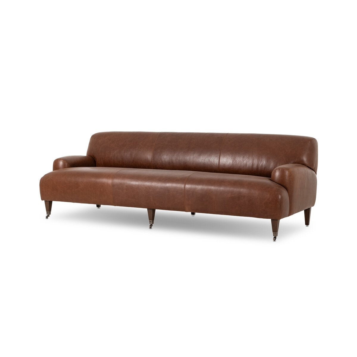 Chenille Sofa with Brass Casters