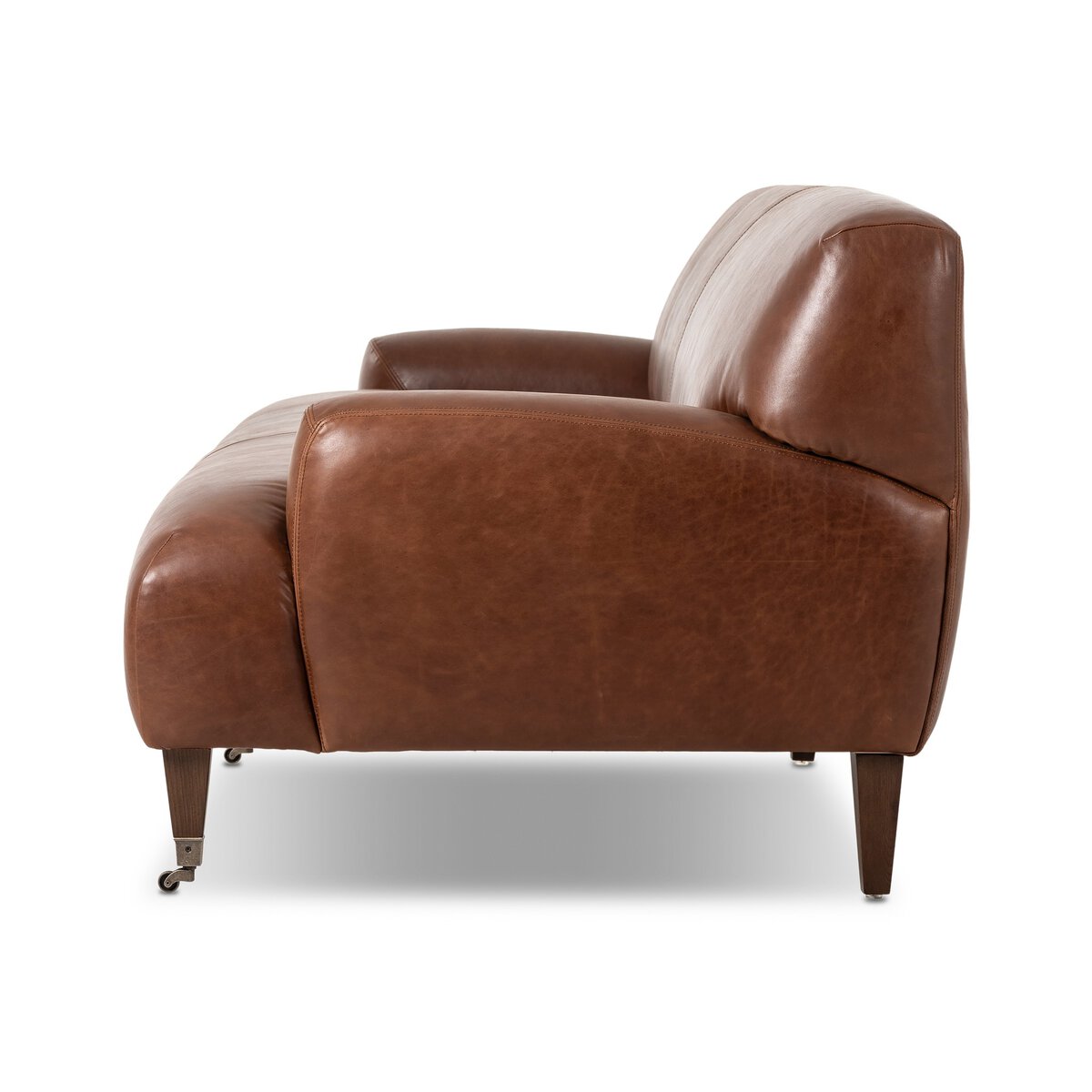 Chenille Sofa with Brass Casters