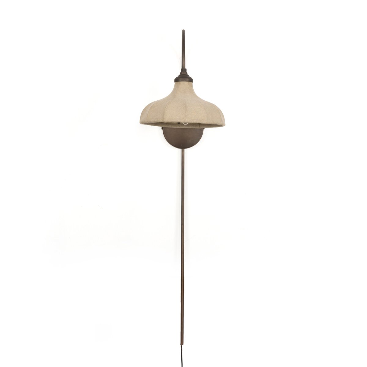 Linen and Brass Swan Neck Wall Sconce