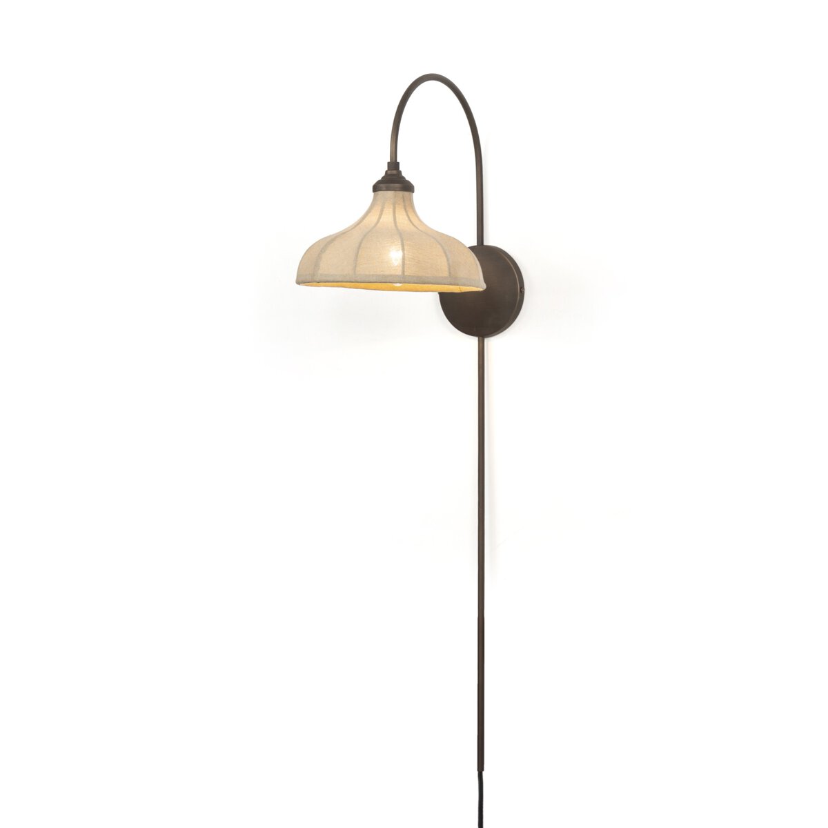 Linen and Brass Swan Neck Wall Sconce