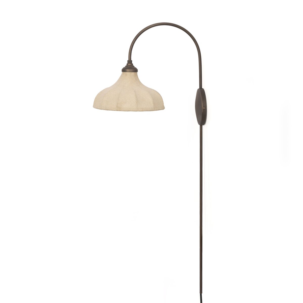 Linen and Brass Swan Neck Wall Sconce