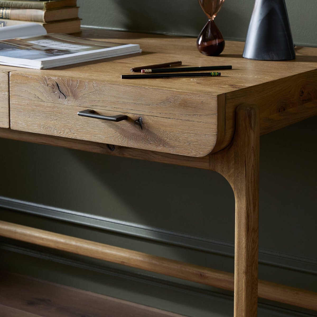 Resawn Oak 3 Drawer Desk