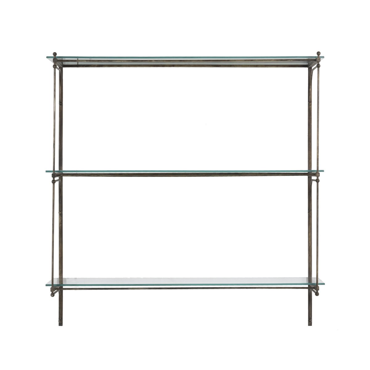 Brushed Iron and Glass Floating Shelves