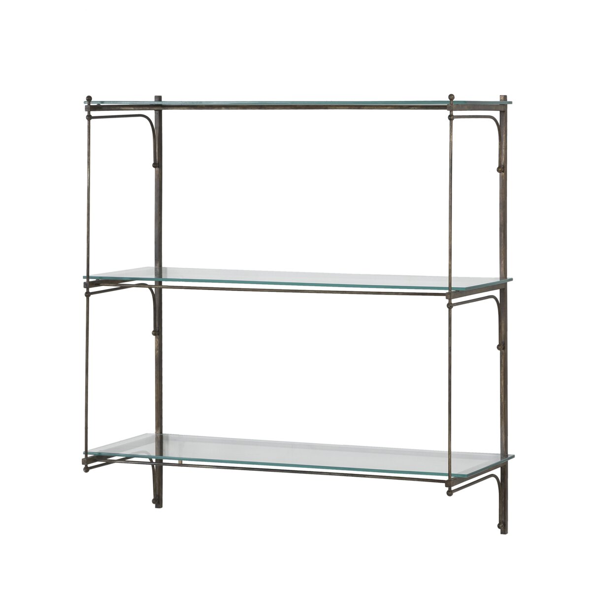 Brushed Iron and Glass Floating Shelves