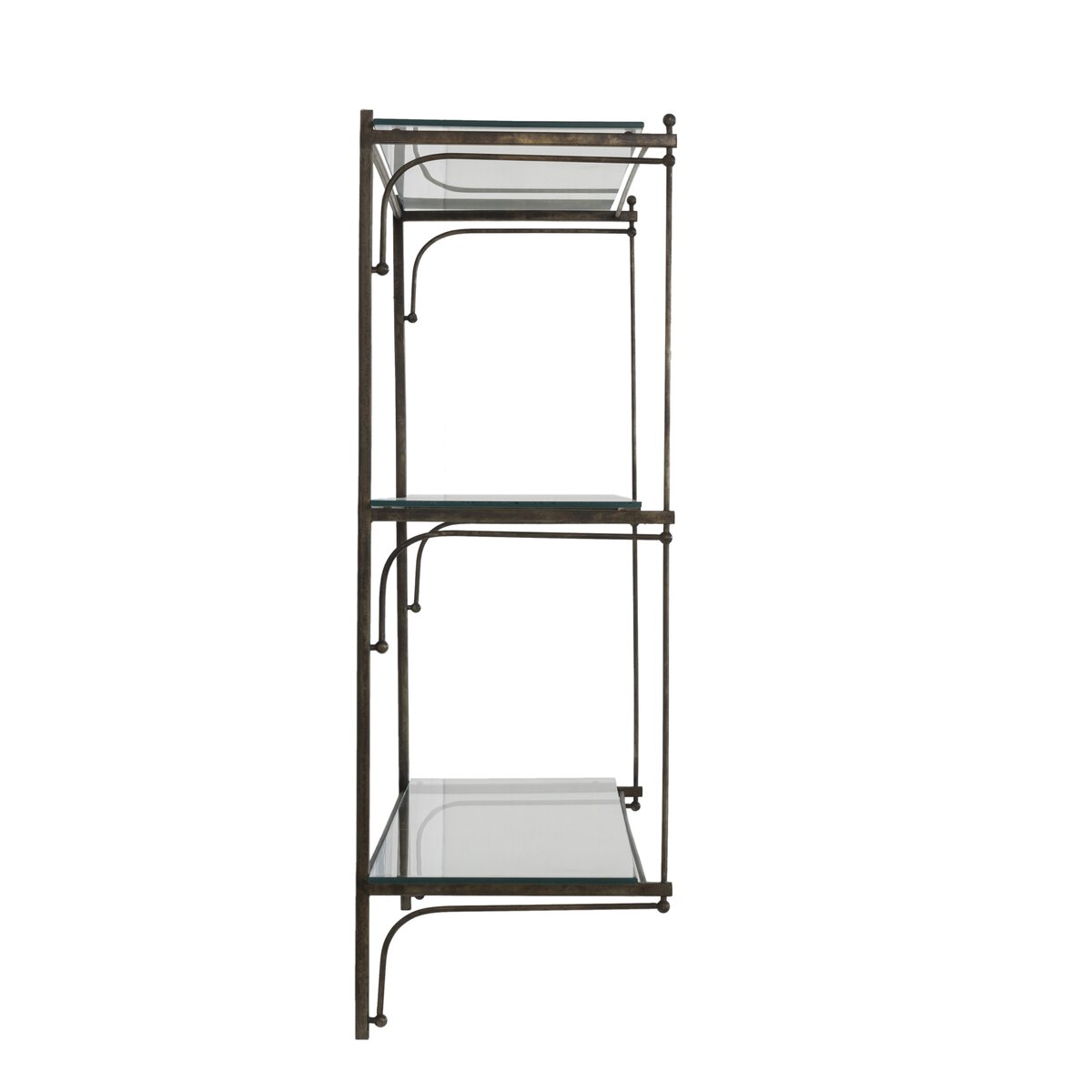 Brushed Iron and Glass Floating Shelves