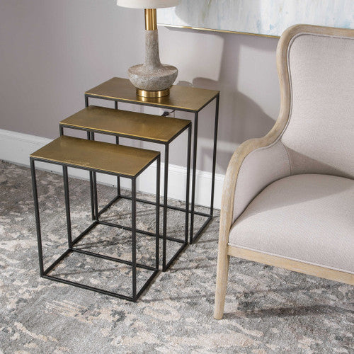 Iron and Gold Top Nesting Table