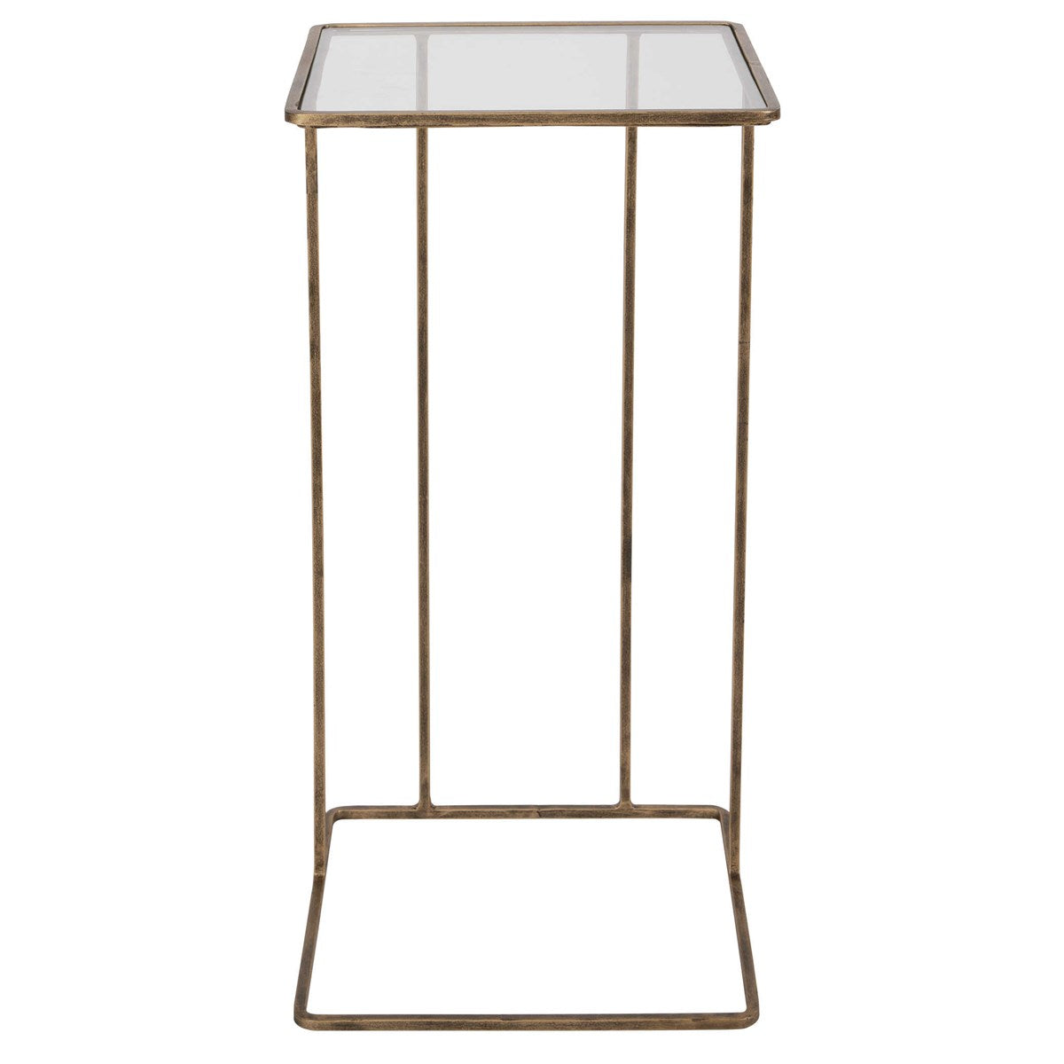 Antiqued Gold & Glass Side Table