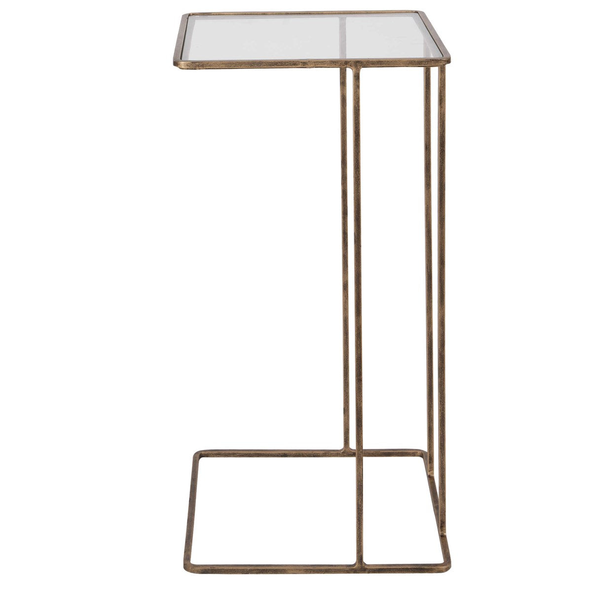 Antiqued Gold & Glass Side Table