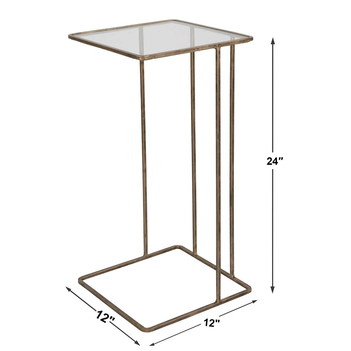 Antiqued Gold & Glass Side Table