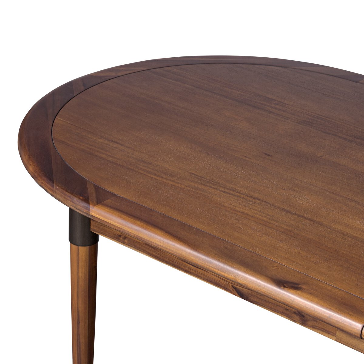 Acacia Wood Extendable Oval Dining Table with Iron Accents