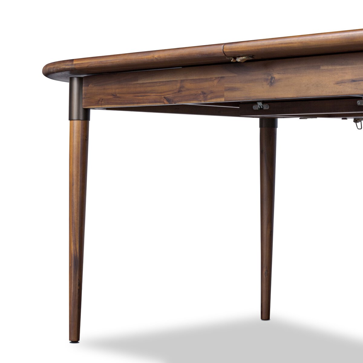 Acacia Wood Extendable Oval Dining Table with Iron Accents