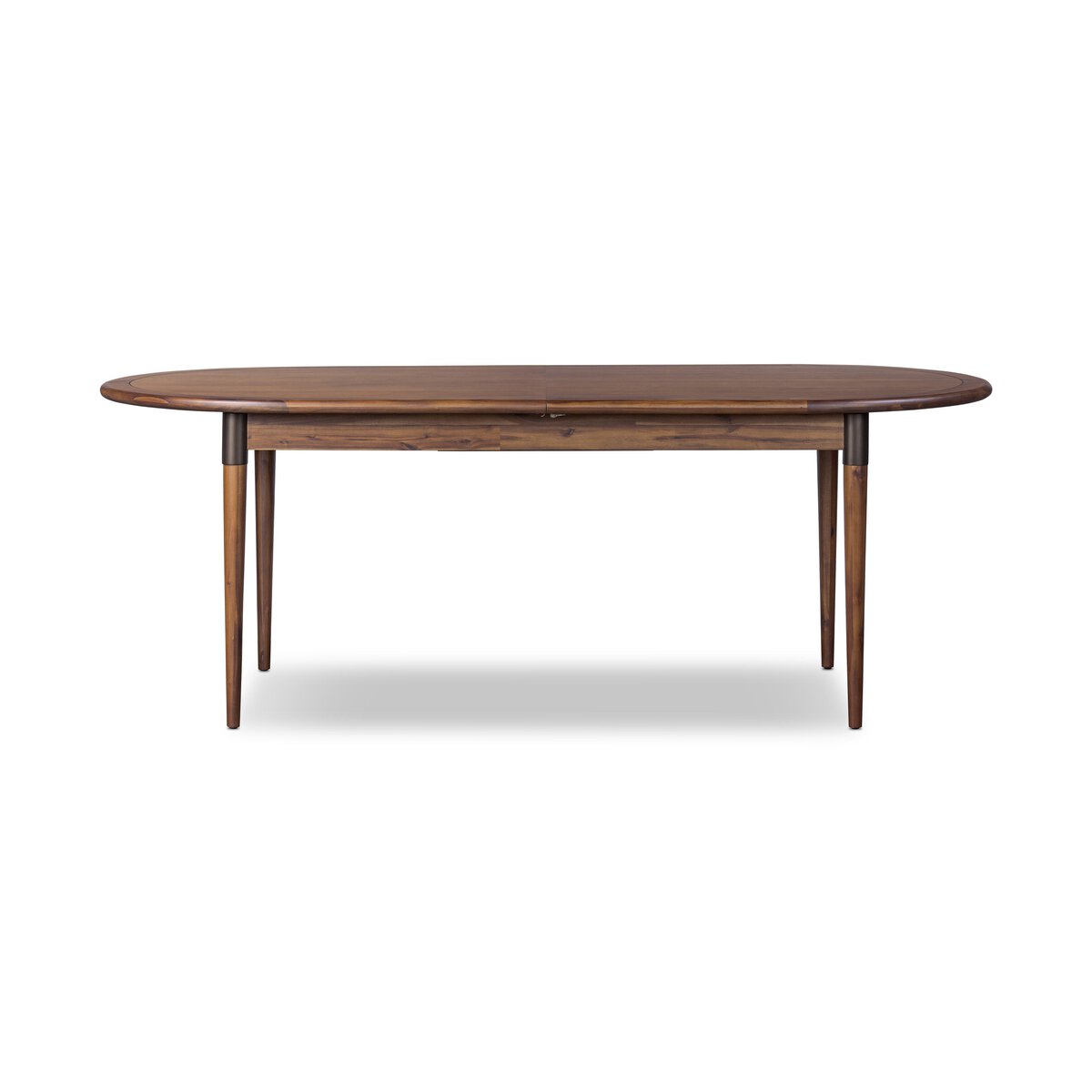Acacia Wood Extendable Oval Dining Table with Iron Accents