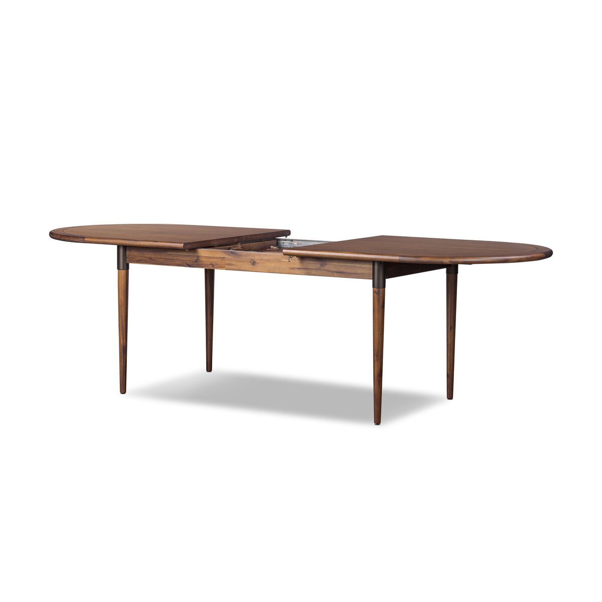 Acacia Wood Extendable Oval Dining Table with Iron Accents