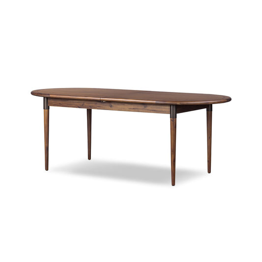 Acacia Wood Extendable Oval Dining Table with Iron Accents