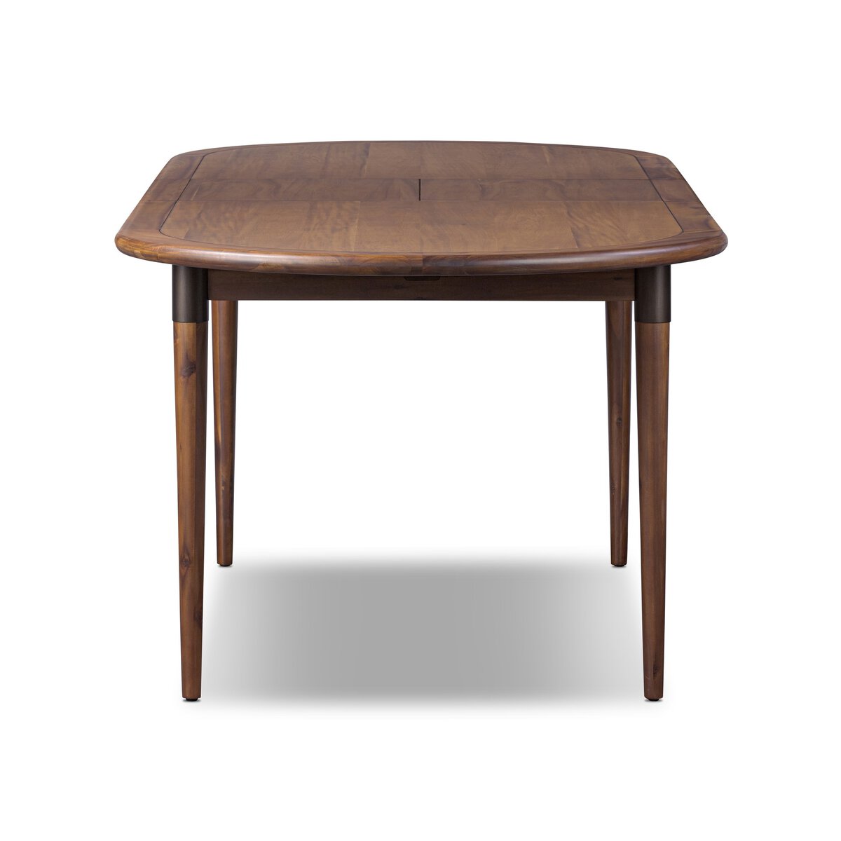 Acacia Wood Extendable Oval Dining Table with Iron Accents