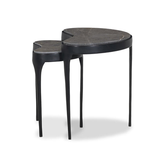 Bean Shaped Marble and Aluminum Nesting Tables