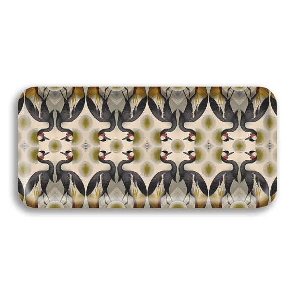 Crested Crane Narrow Wood Tray