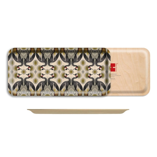 Crested Crane Narrow Wood Tray