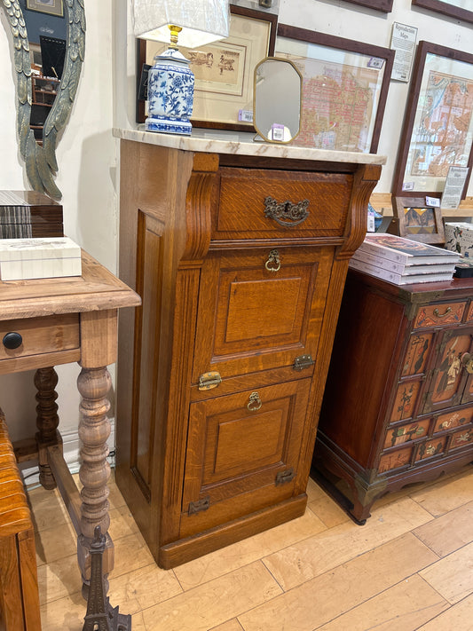 Marble Top Oak Cabinet | Bar Cabinet