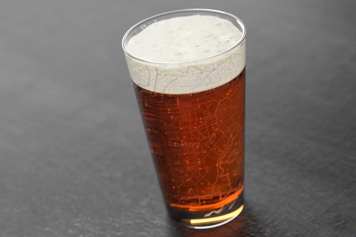 Etched Brooklyn Map Pint Glass