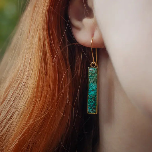 Colorblock Gradient Gemstone Bar Dangle Earrings