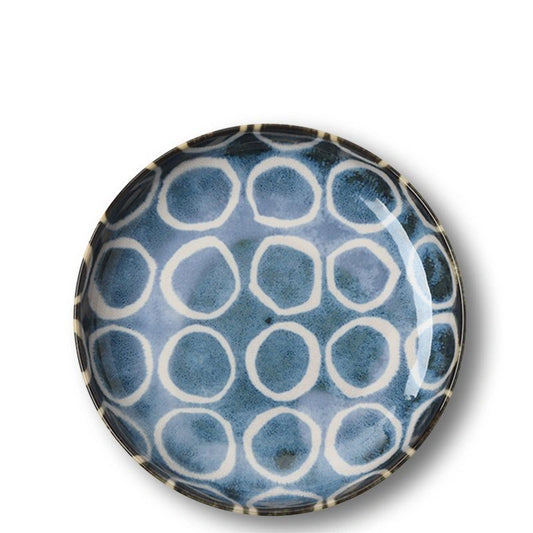 Rustic White Circles 7.75" Shallow Bowl