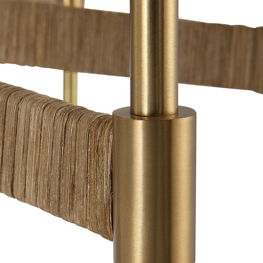 Rattan Wrapped Brass 8 Light Chandelier