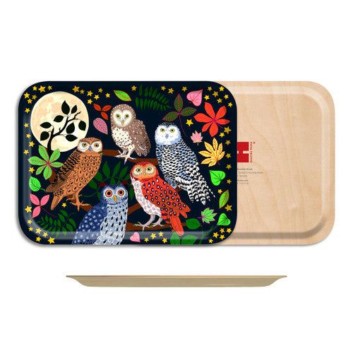 Night Owls Small Birch Wood Tray