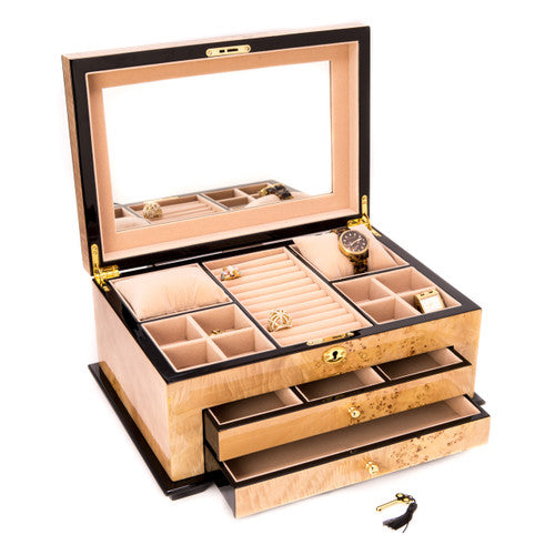 Large Natural Burlwood Jewelry Box