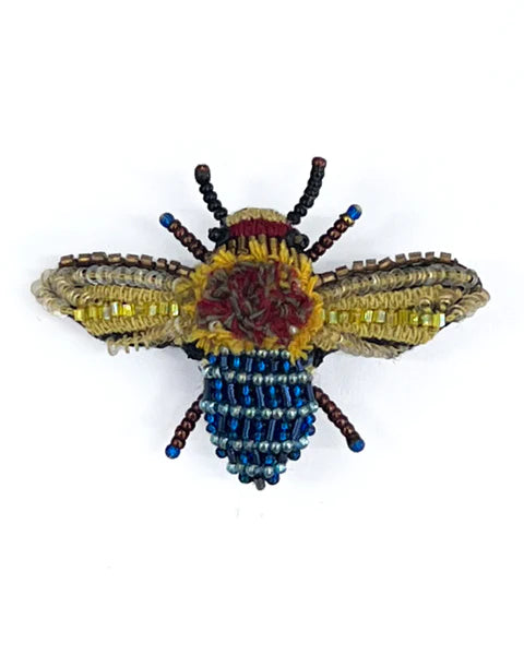 Blue Banded Bee Brooch Pin