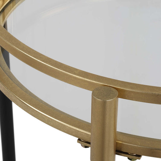 Round Brass & Glass Bar Cart