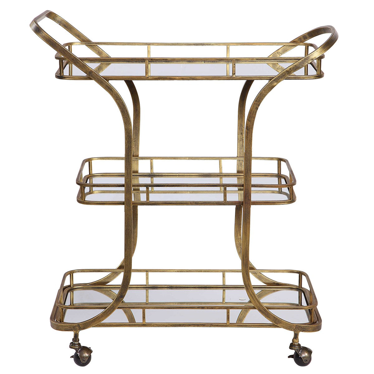 3-Tier Bar Cart | Mirror & Brass