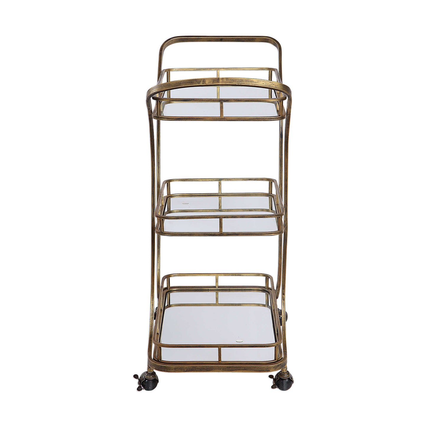3-Tier Bar Cart | Mirror & Brass