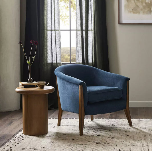 Curved Tapered Leg Accent Chair