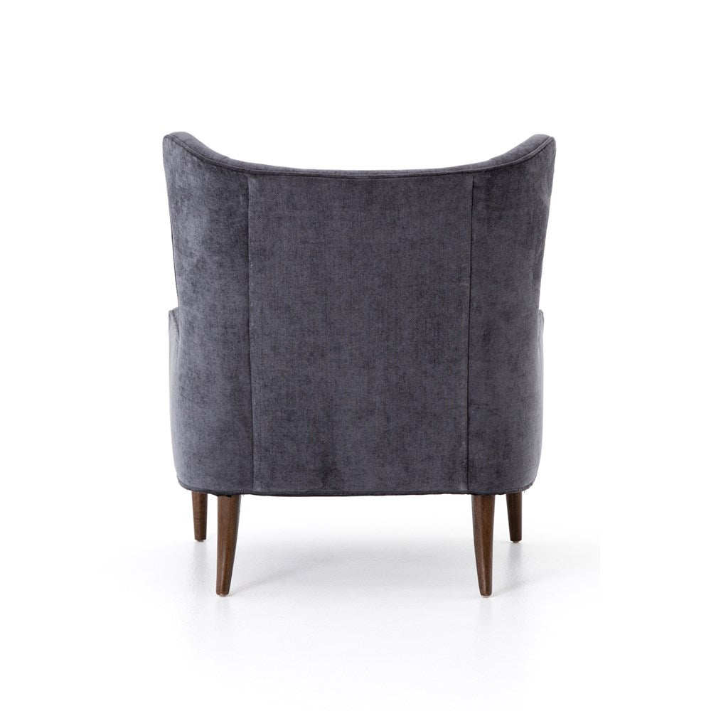 Charcoal Worn Velvet Armchair