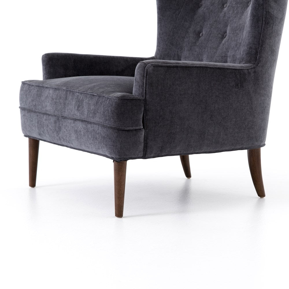 Charcoal Worn Velvet Armchair