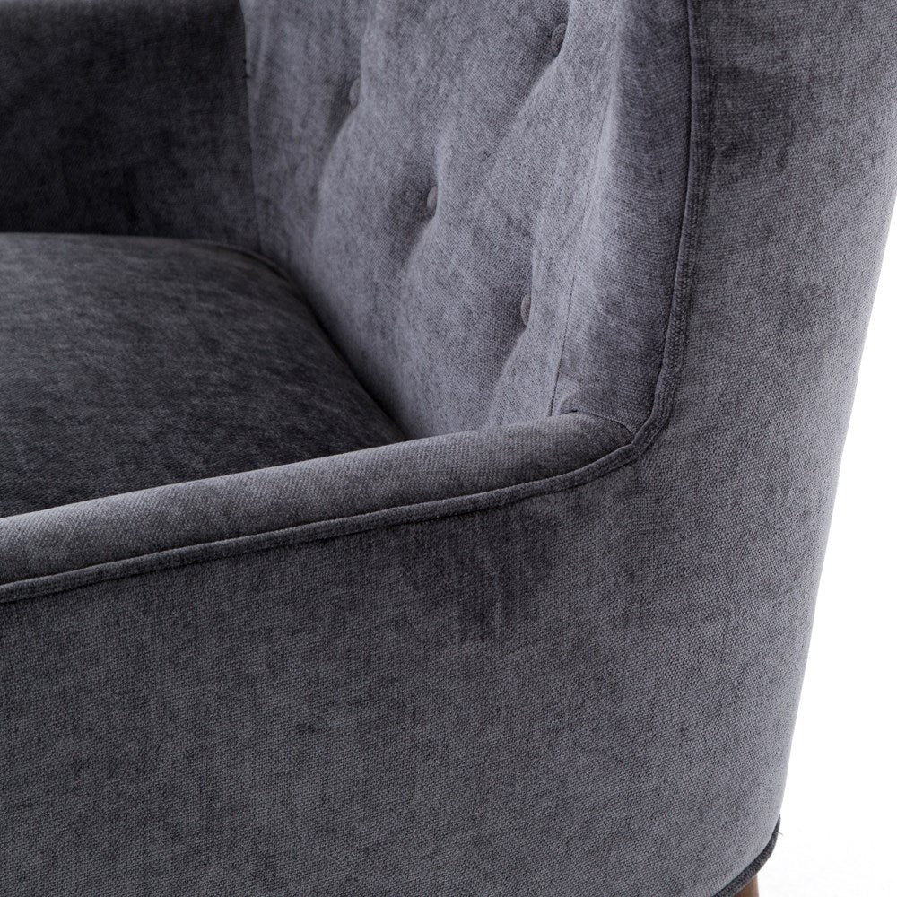 Charcoal Worn Velvet Armchair